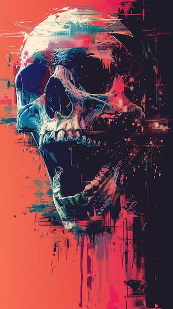 Pirate Skull Screaming with Dithering Glitch Effect