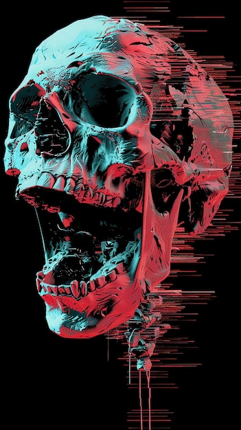 Pirate Skull Screaming with Dithering Glitch Effect