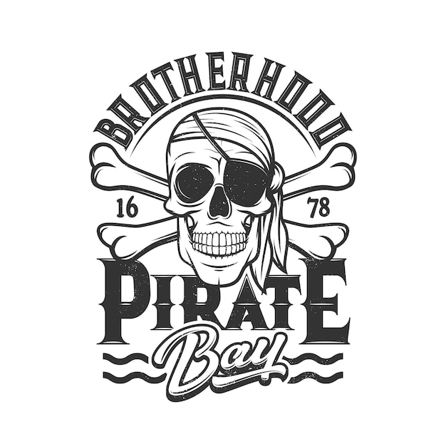 Pirate skull tshirt print skeleton in eye patch