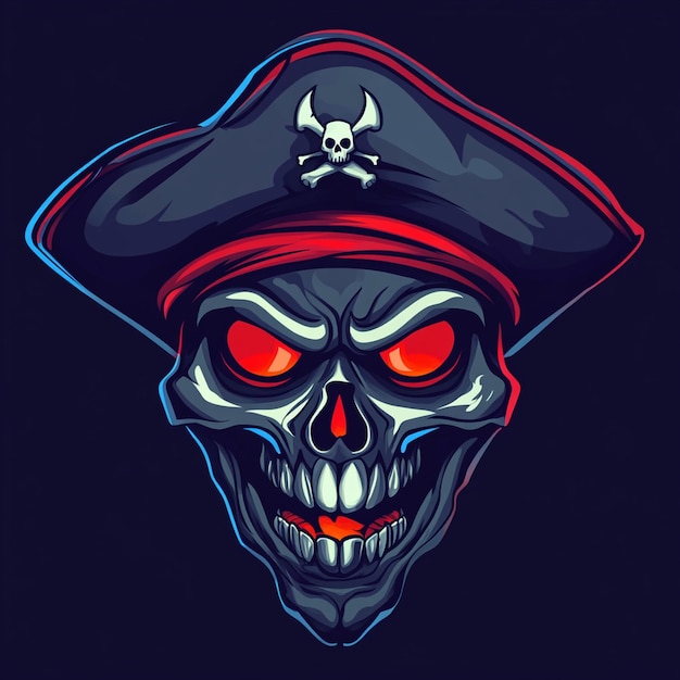 Photo pirate skull with hat esports mascot design gaming logo illustration