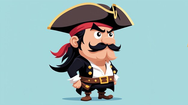 Pirate Vector Cartoon Illustration Cute Cartoon Pirate With Mustache