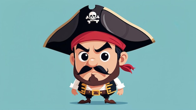 Pirate Vector Illustration Cartoon Pirate With A Beard And Mustache