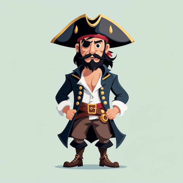 Pirate Vector Illustration Cartoon Pirate With A Beard And Mustache