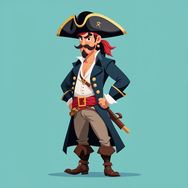 Photo pirate vector illustration in cartoon style isolated on blue background