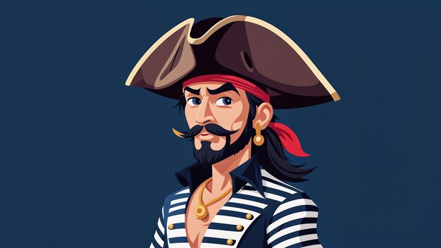 Photo pirate with beard and mustache vector illustration in cartoon style