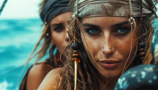 pirate women at the ocean