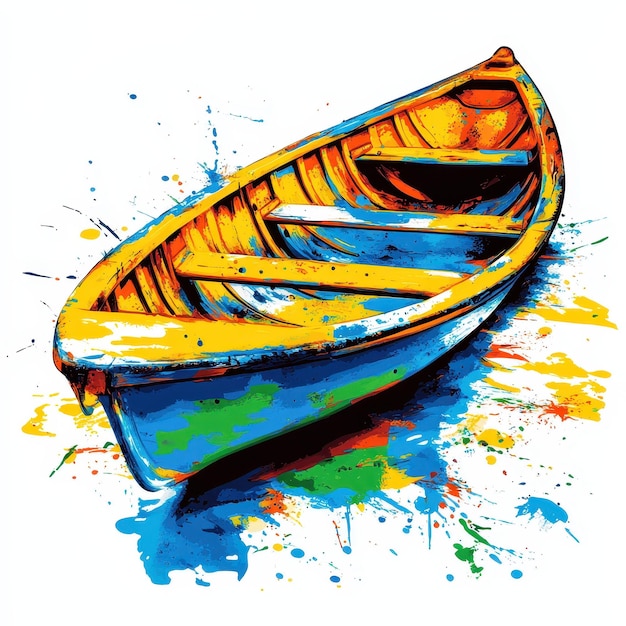 Pirogue illustration in colorful pop art style