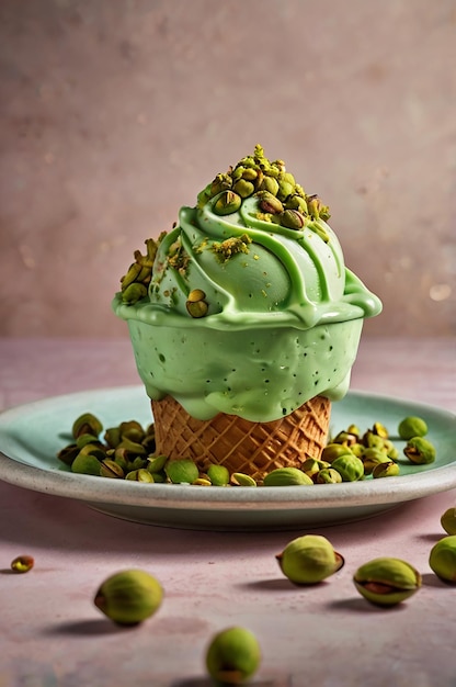 Photo pistachio funnel ice cream on top