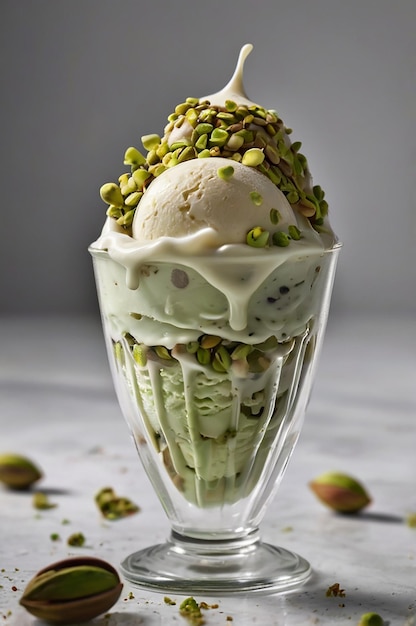 Photo pistachio funnel ice cream on top