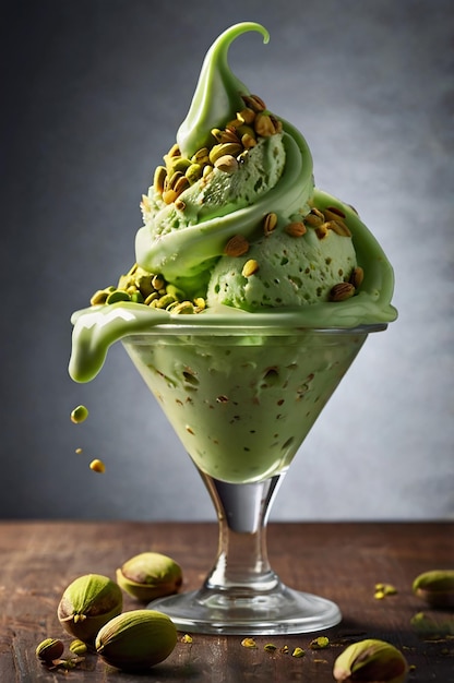 Photo pistachio funnel ice cream on top