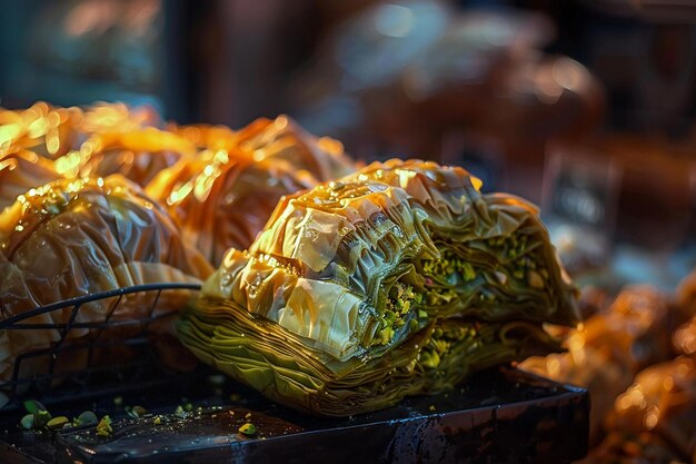 Photo pistachio yalab baklava stand