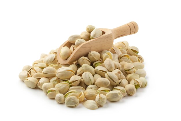 Pistachios nuts isolated on a white background.