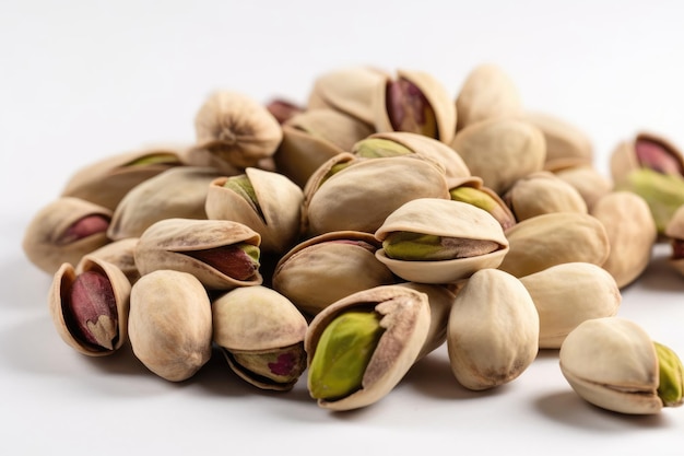 Pistachios On White Background Generative AI