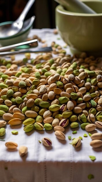 Photo pistacia vera or pistachio nut are eaten fresh and used in verius food prosses