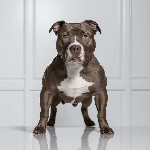 Photo pit bull dog on isolated white background