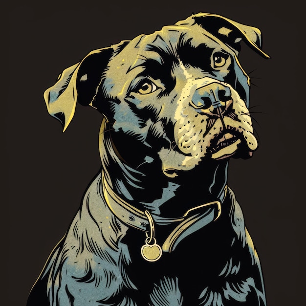 Pit bull dog portrait Vector illustration Isolated on black background