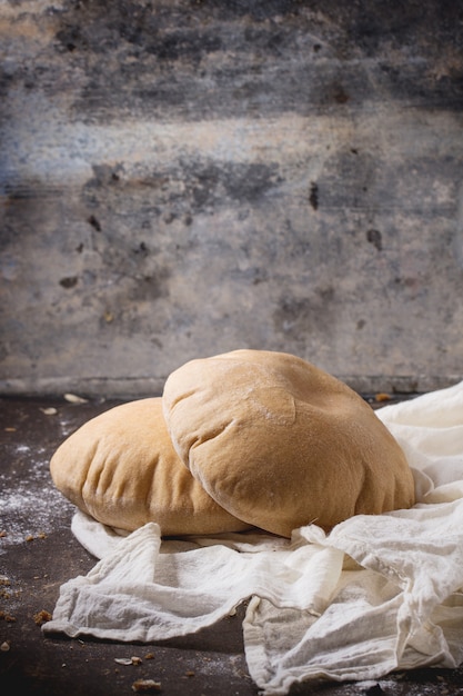 Pita bread on concrete