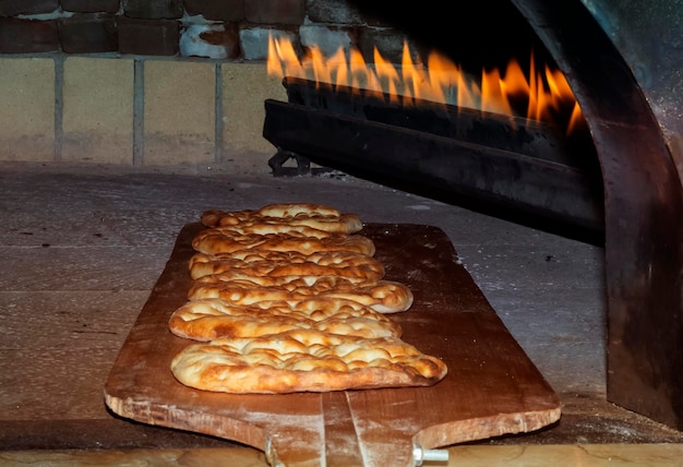 Pita bread in oven