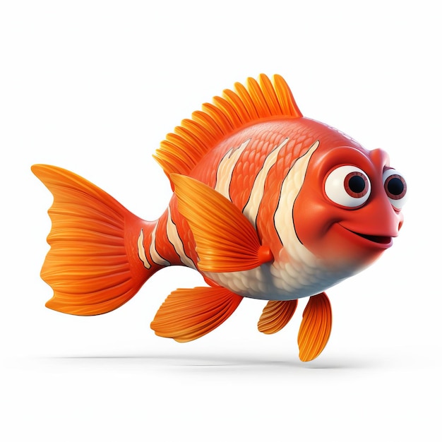 Pixar 3d Koi Fish Render Highquality Profile View On White Background