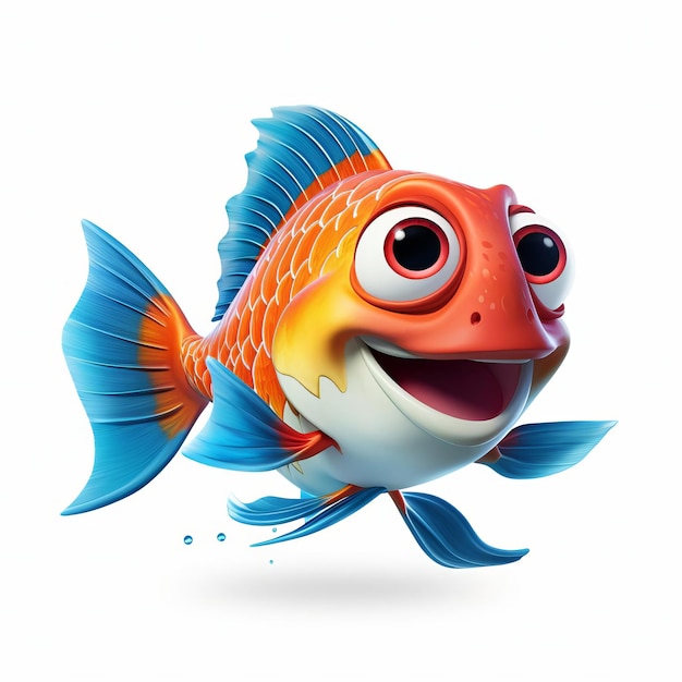 Pixar 3d Koi Fish Render Highquality Profile View On White