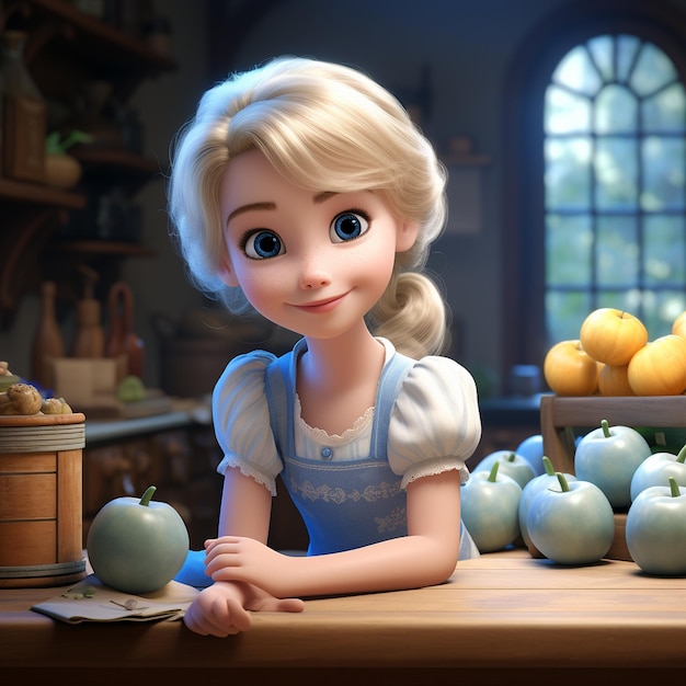 Pixar cartoon cute friendly healthy little blond cinderela