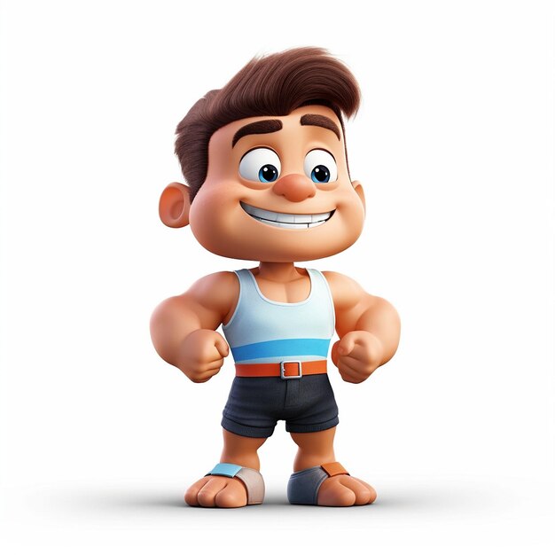 Pixar_cartoon_cute_friendly_healthy_little_muscle_man