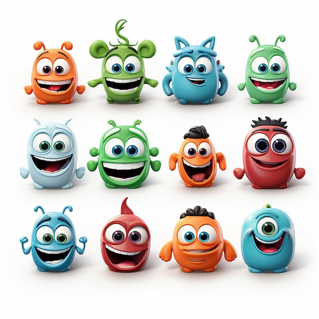 Pixar toon style cute various logos characters for website