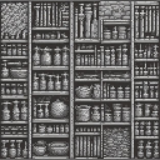 Photo pixel art bookcase showcasing a collection of classic and modern books