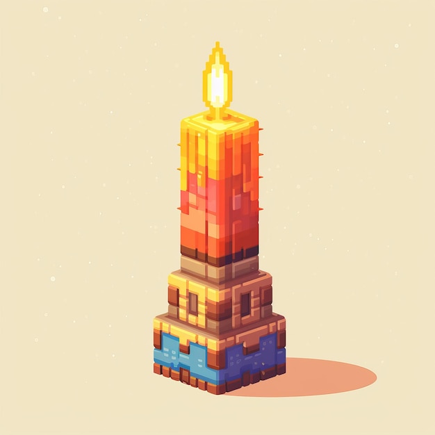 Pixel Art Candle With Vibrant Colors By Pixelplantmaster