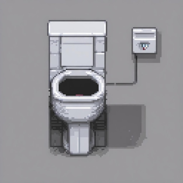 Pixel art of a charming toilet in a cozy bathroom setting