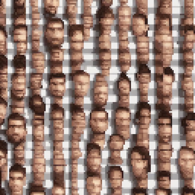 Photo pixel art checkered background with diverse faces