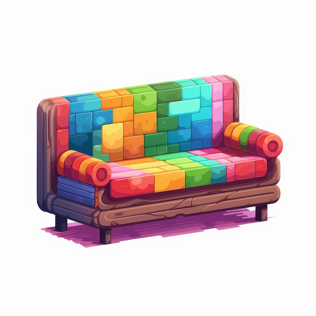 Pixel Art Couch With Vibrant Colors By Pixelplantmaster