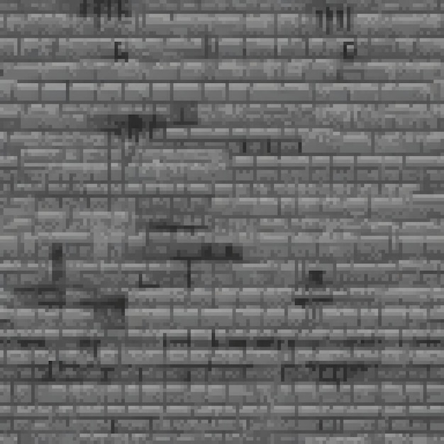 Pixel art depicting a classic brick wall in monochrome