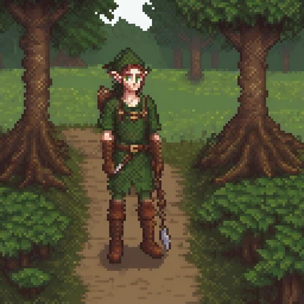 Pixel art depicting the Zeldas Ocarina of Time quest