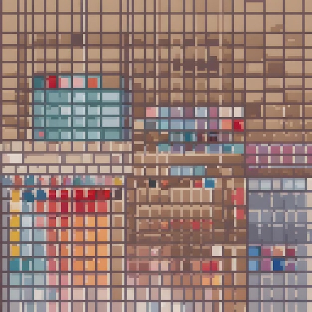 Pixel art depiction of a windowfilled building