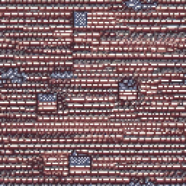 Pixel art of a detailed computer motherboard featuring an American flag design