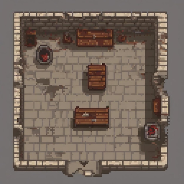 Pixel art dungeon map with numerous rooms