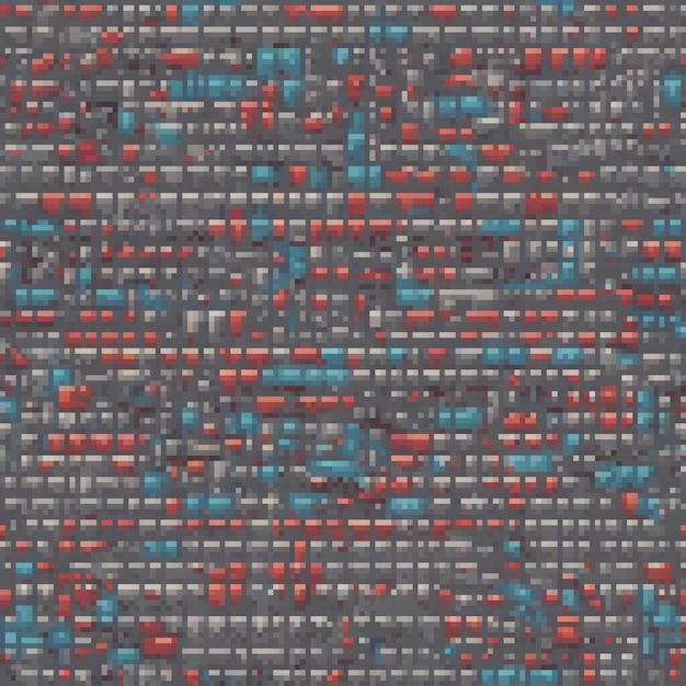 Pixel art featuring a black backdrop with vibrant red and blue squares