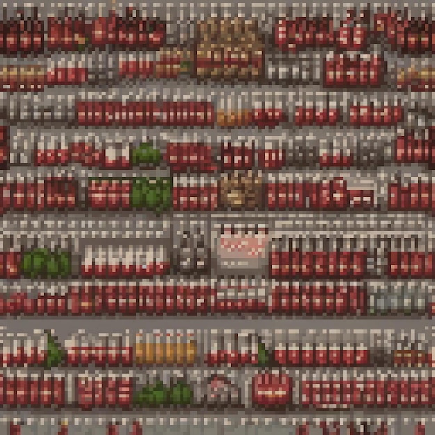 Photo pixel art featuring a classic cocacola bottle pattern on a gray backdrop