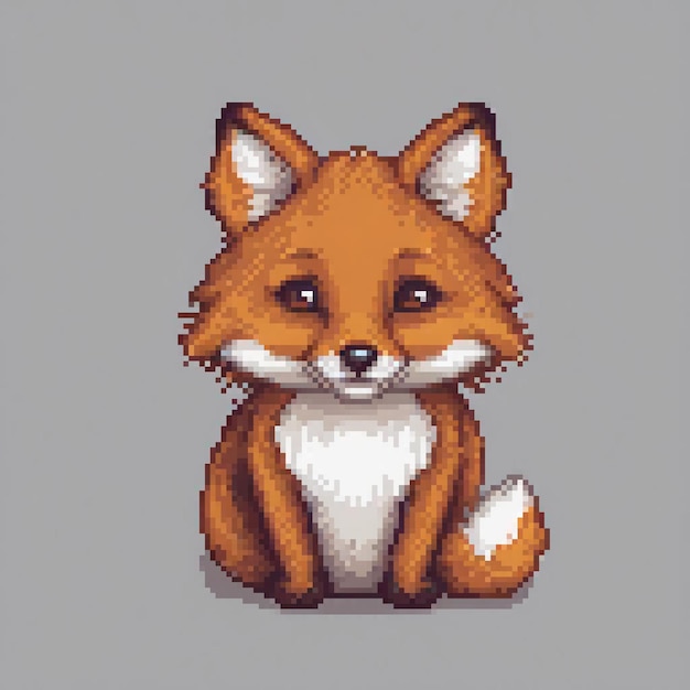 Pixel art of a fox on a gray background