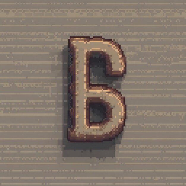 Pixel art of a letter B on a gray background