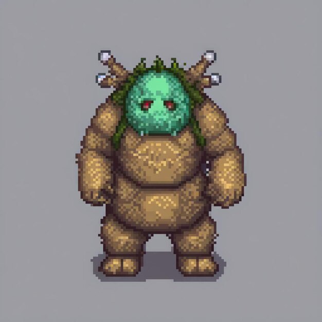 Pixel art monster with horns on head