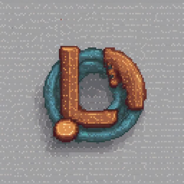 Pixel art of a pixel D on a gray background