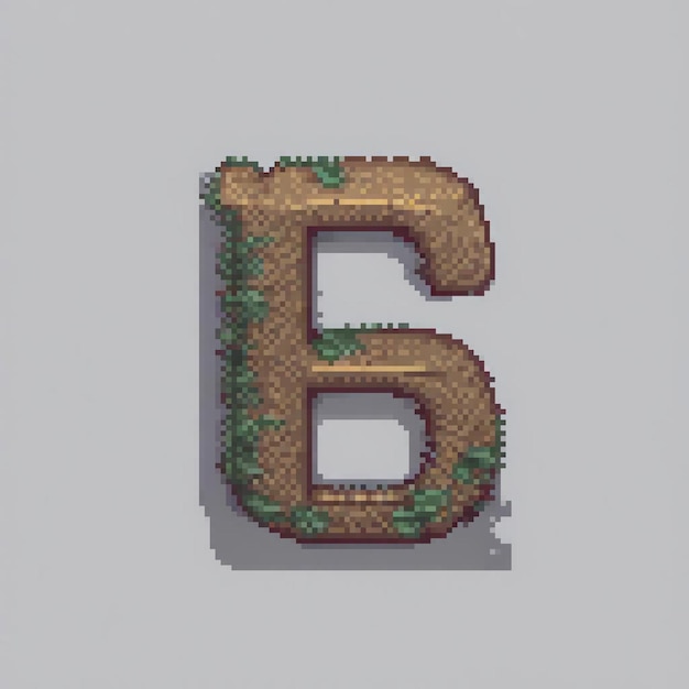 Pixel art of a pixel letter B adorned with a wreath