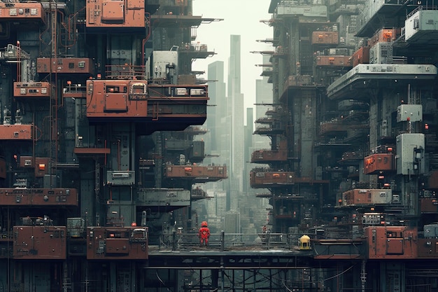 A pixel art representation of a dystopian future Generative AI