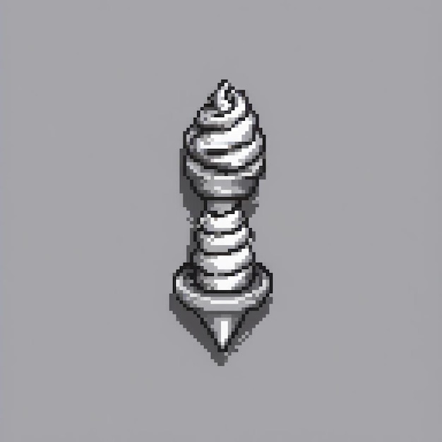 Photo pixel art of a screw on a gray background