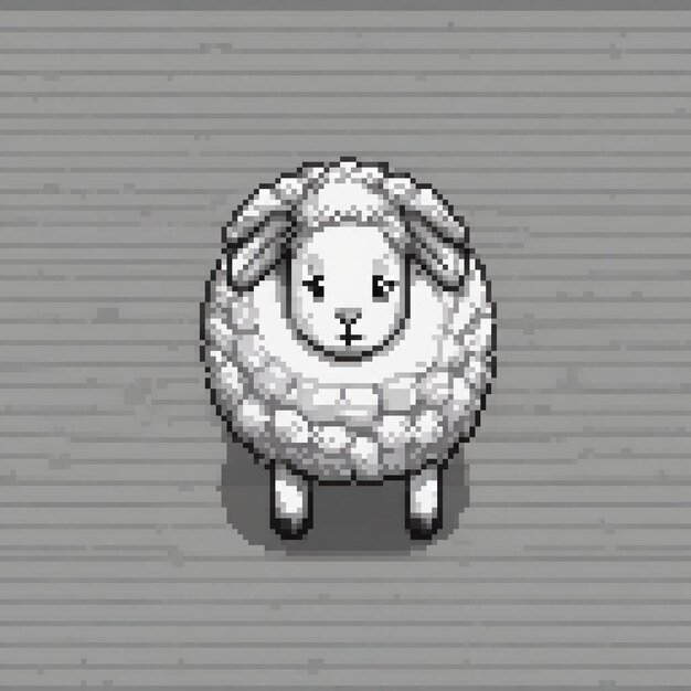 Photo pixel art sheep in a gray backdrop