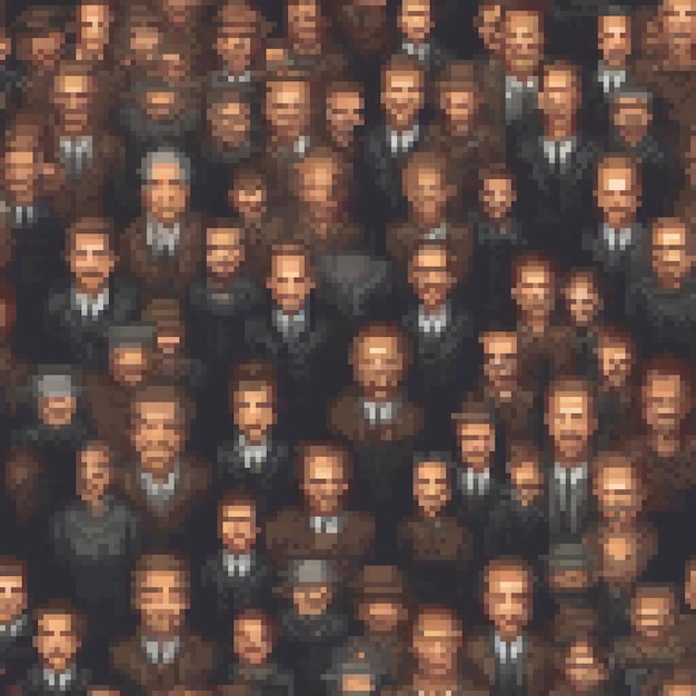 Photo pixel art showcasing a stylish group of men in sharp suits and ties