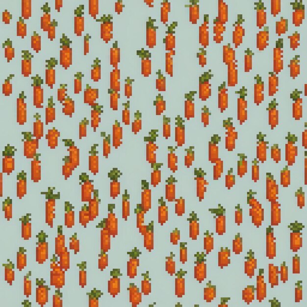 Photo pixel art showcasing a vibrant carrot pattern against a serene blue backdrop