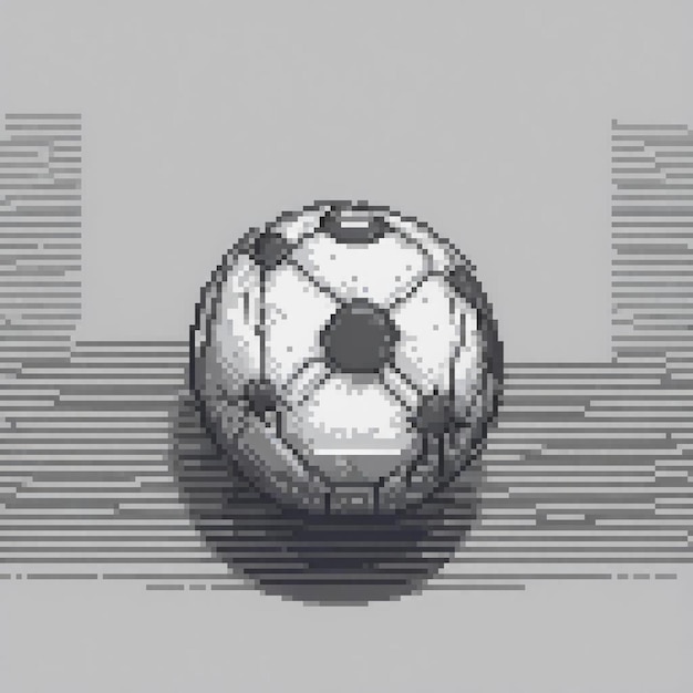 Photo pixel art soccer ball on a gray backdrop